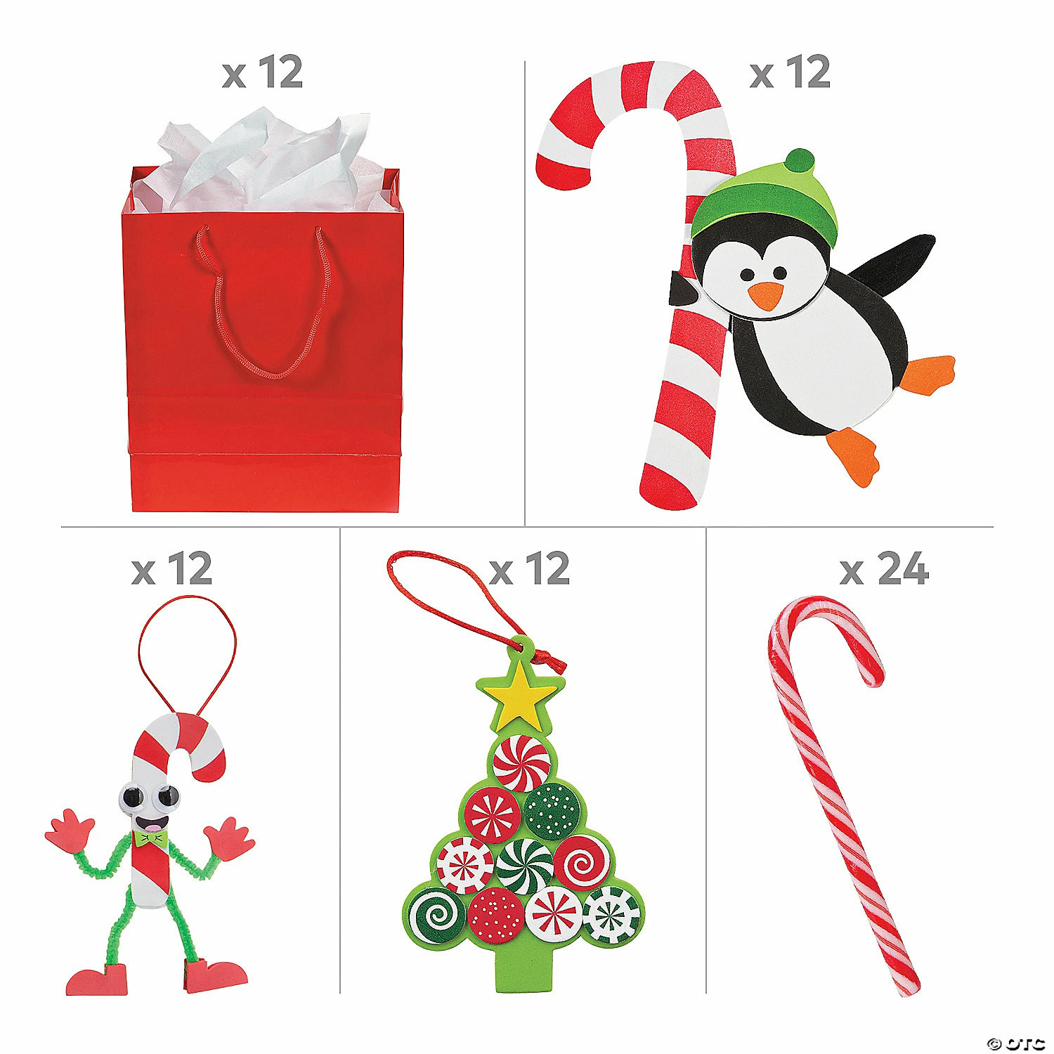 Budget 𧨠Christmas π¬ Candy Cane Crafts with Gift Bag Kit for 12 - 72 Pc. π₯ - Image 2