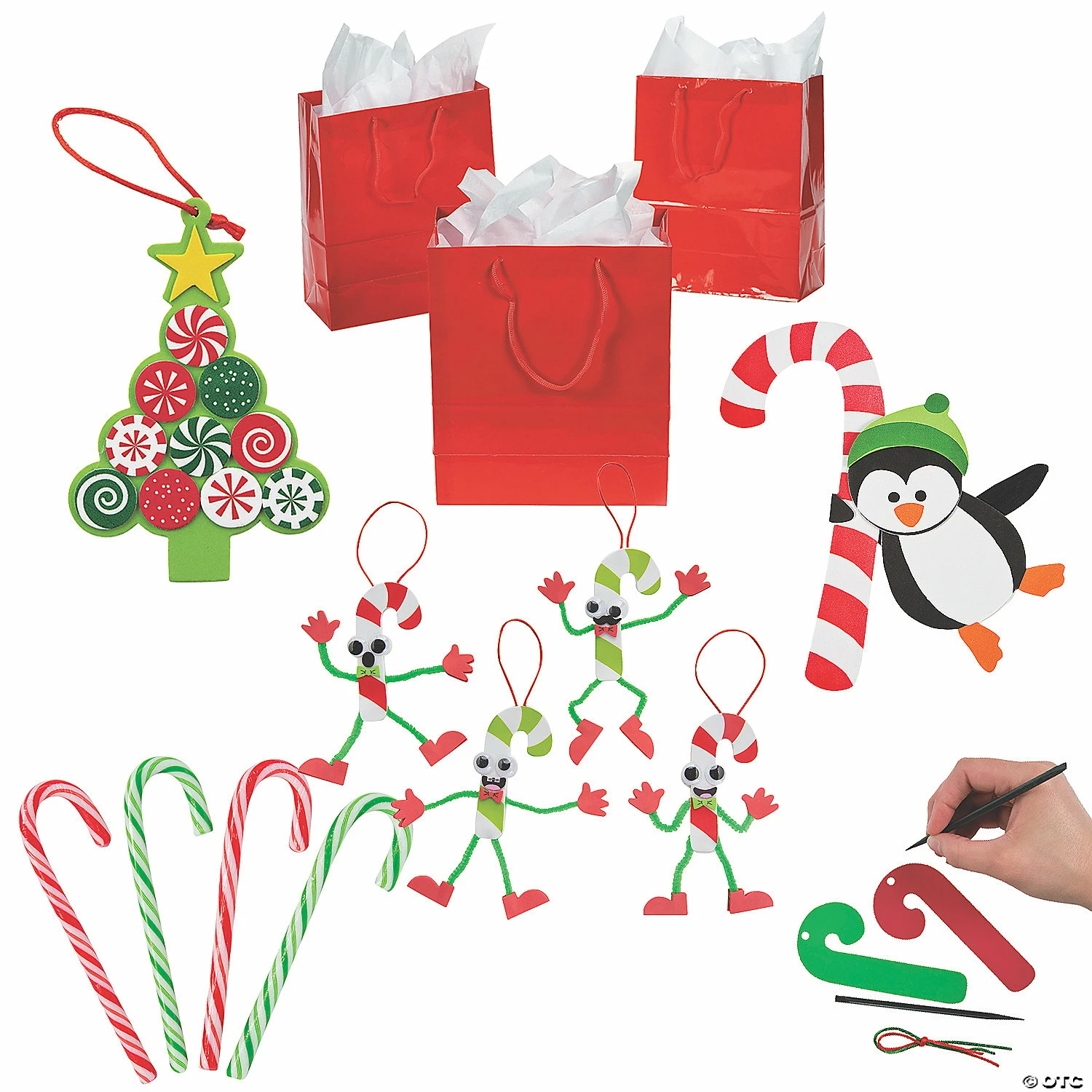Budget 𧨠Christmas π¬ Candy Cane Crafts with Gift Bag Kit for 12 - 72 Pc. π₯