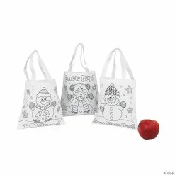 Outlet ๐ Color Your Own Mini Snowman Canvas Tote Bags - 12 Pc. ๐ฅ
