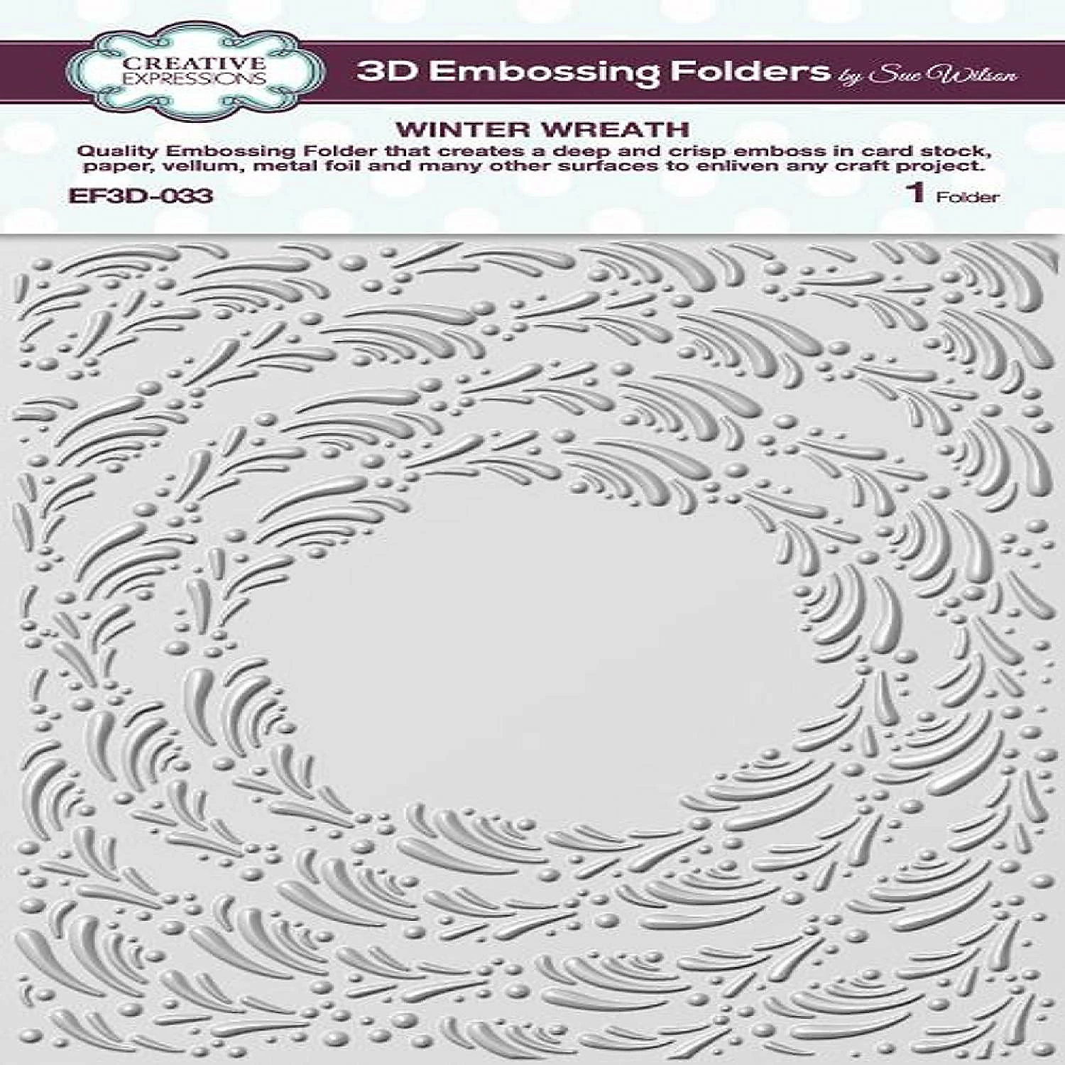 Discount ๐คฉ Creative Expressions Winter Wreath 5 34 x 7 12 3D Embossing Folder ๐