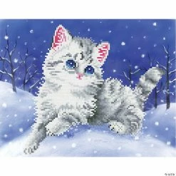 Cheapest 🎁 Diamond Dotz Diamond Embroidery Facet Art Kit 11"X14"-Kitten In The Snow with Frame 🛒