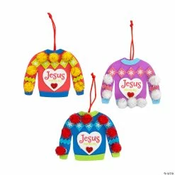 Cheapest 🔥 Jesus Warms My Heart Sweater Ornament Craft Kit - Makes 12 ⭐