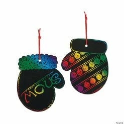 Wholesale ⭐ Magic Color Scratch Mitten 🎄 Christmas Ornaments - 24 Pc. 🧨