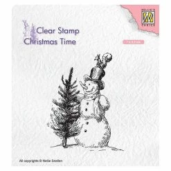 Hot Sale 🛒 Nellie's Choice Clear Stamp Snowman with Tree 🎉