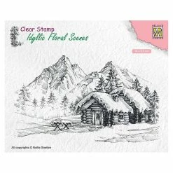 Deals 🎉 Nellie's Choice Clear Stamp Snowy Landscape with Cottage 👏