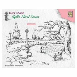New ✨ Nellie's Choice Clear Stamp Wintery Park with Bench 🌟